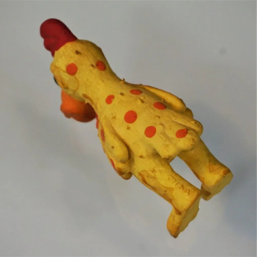 Yellow Squeaky Hen Dog Toy Latex Rubber